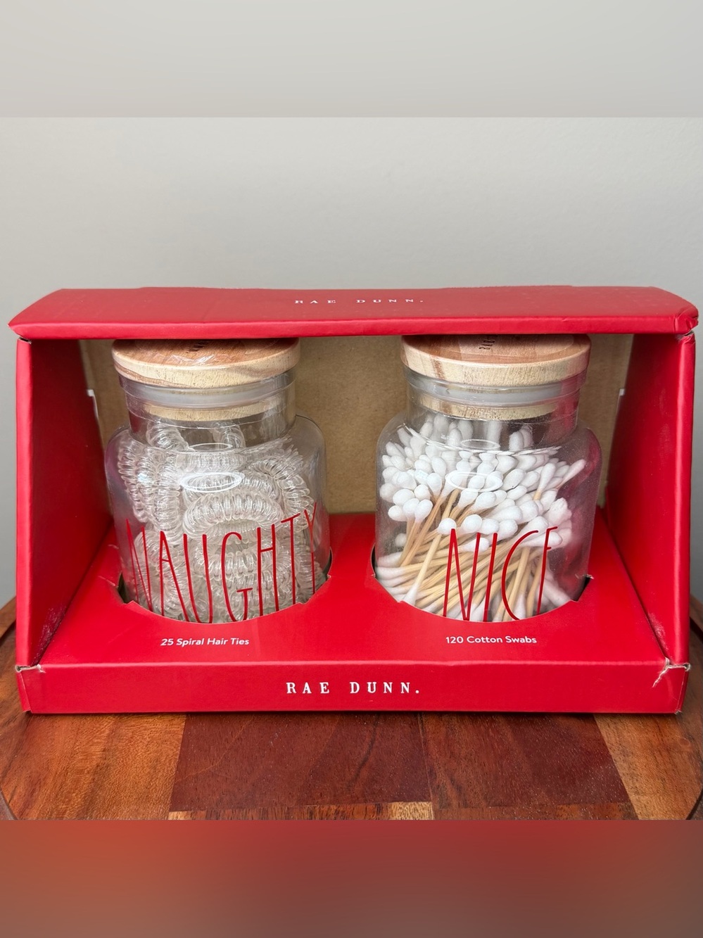 RAE DUNN Naughty & Nice Glass Jar Set